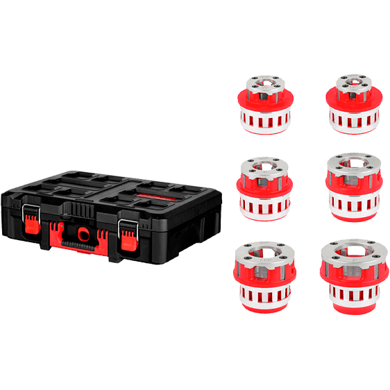Gevindskærerhovedsæt 1/2-3/4-1-1 1/4-1 1/2-2”